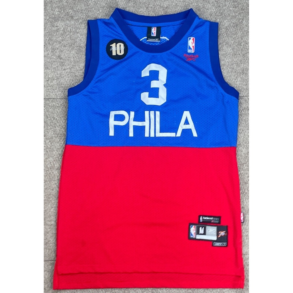 Reebok Rare Vtg NBA 10th Anniversary Philadelphia 76ers #3 Iverson Jersey Size M